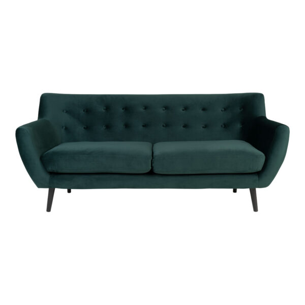 Luna sofa-Luna sofa - MØRKEGRØN VELOUR-HN1006 m. sorte ben