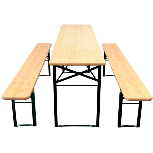Brau Bord/bænk sæt 220x50 cm-Brau Bord/bænk sæt 220x50 cm - Natur m. grøn stel