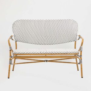 Magda - Cafébænk m. armlæn - Flet-Magda bænk m. armlæn - hvid/brun - flet