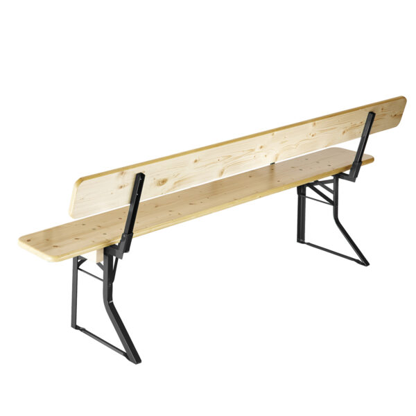 Brau bænk 220x27 cm - natur med ryglæn-Brau bænk 220x27 cm - Natur med ryglæn - sort stel