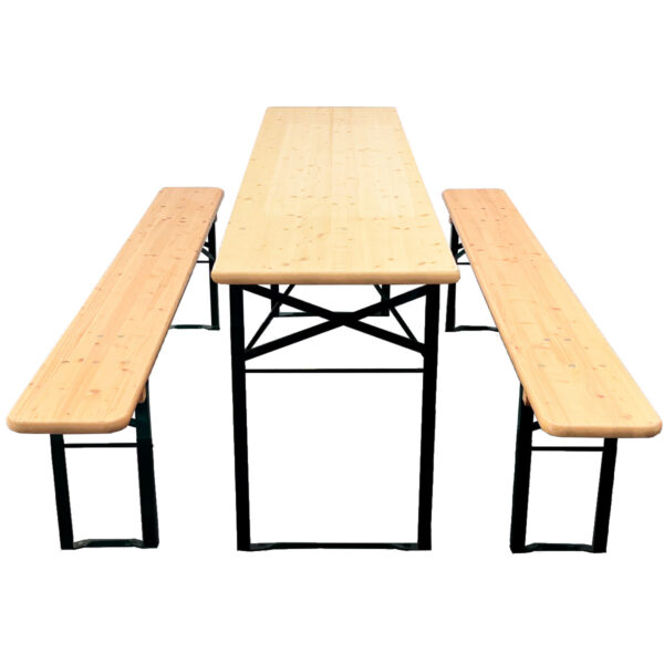 Brau Bord/bænk sæt 220x50 cm-Brau Bord/bænk sæt 220x50 cm - Natur m. sort stel