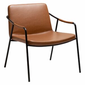 Boto Loungestol-BOTO LOUNGESTOL, VINTAGE LYSEBRUN KUNSTLÆDER, SORTE BEN
