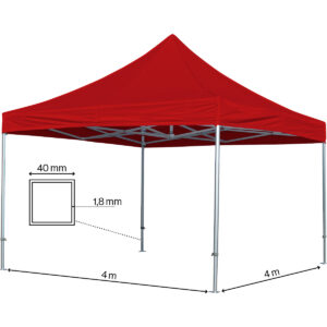 Foldetelt Komplet 4x4m Premium Plus-StandUp Komplet 4x4m Premium Plus - RØD