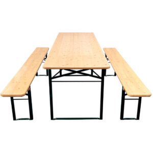 Brau Bord/bænk sæt 220x67 cm-Brau Bord/bænk sæt 220x67 cm - Natur m. sort stel