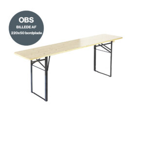 Brau Bord 220x50 cm-Brau Bord 220x50 cm - NATUR m. sort stel