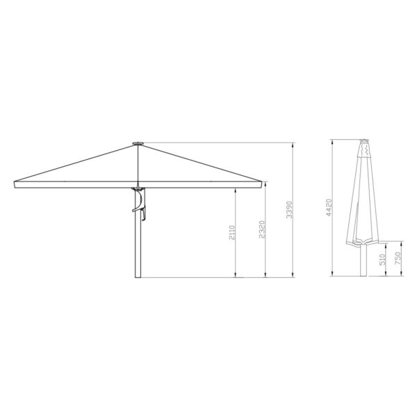 Kjempeparasol 5x5m polyester u/frysikant - Bilde 2