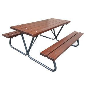Bord/bænkesæt Gemini 180x73 cm-Bænkesæt Germini - brun m. sort metal ramme