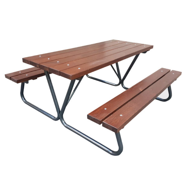 Bord/bænkesæt Gemini 180x73 cm-Bænkesæt Germini - brun m. sort metal ramme