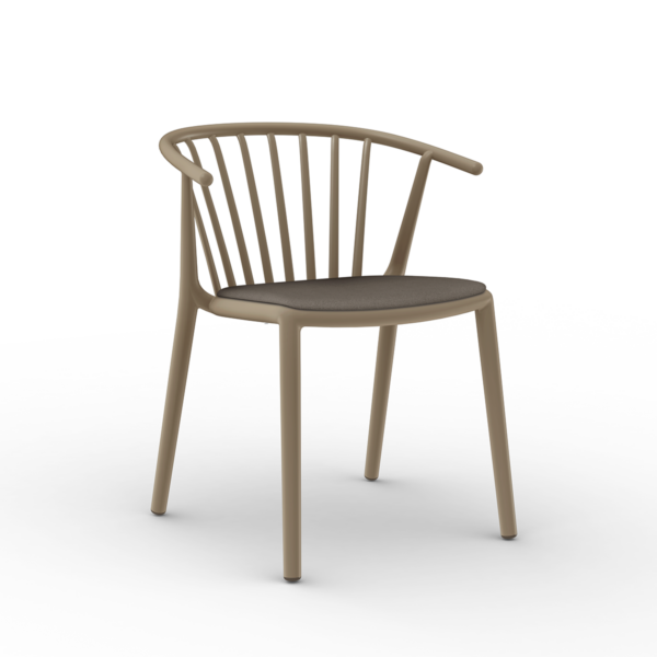 Woody plaststol med armlener og polstring - Sand-taupe
