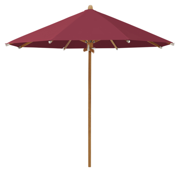 Teakwood Treparasoll Ø300cm uten fryns - Vinrød