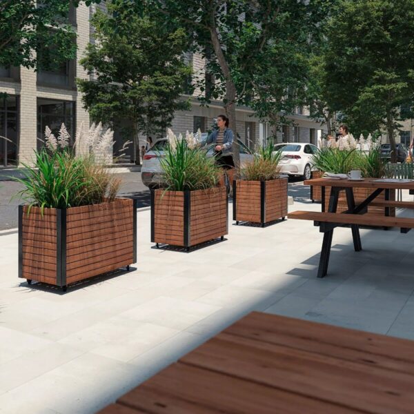 Cubic Blomsterkasse m/hjul ThermoWood® - Bilde 3