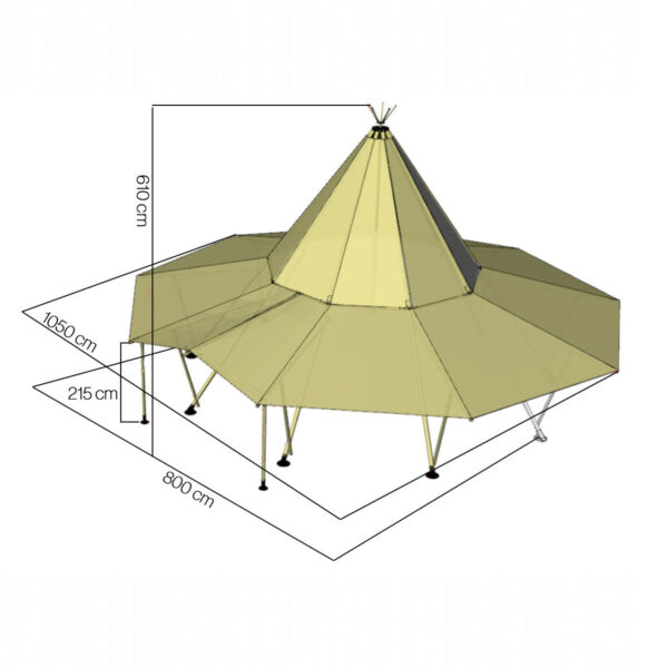 Teepee 8x8m lerret - Bilde 4