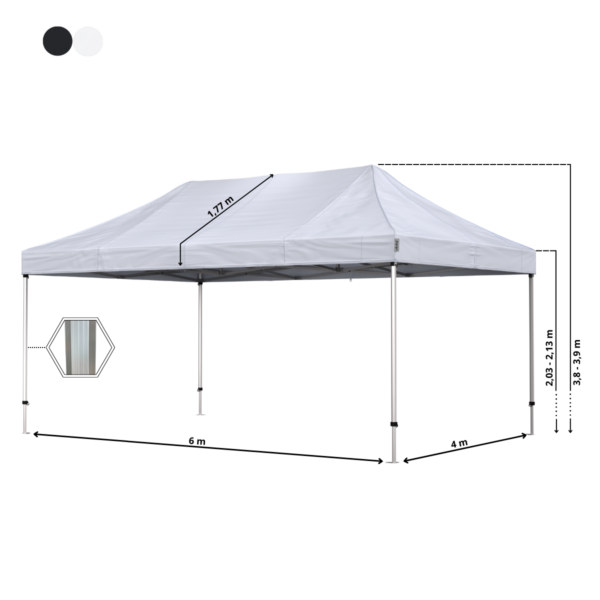 Quick-up telt Komplet 4x6m HEXA Heavy Duty