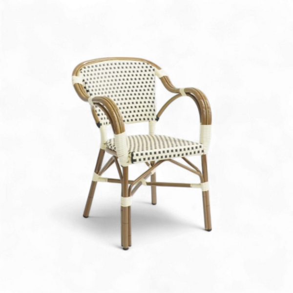 Herning - Kaffestol med armlene - Flettet - Sort-beige
