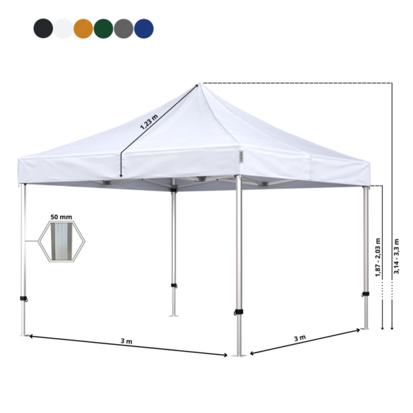 Quick-up telt Komplet 3x3m HEXA Heavy Duty