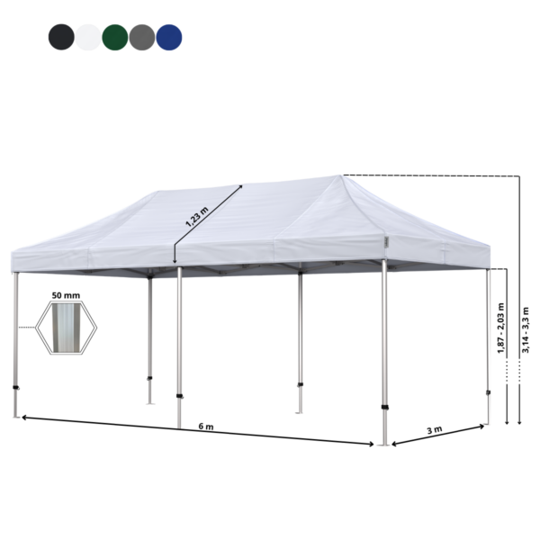Quick-up telt Komplet 3x6m HEXA Heavy Duty