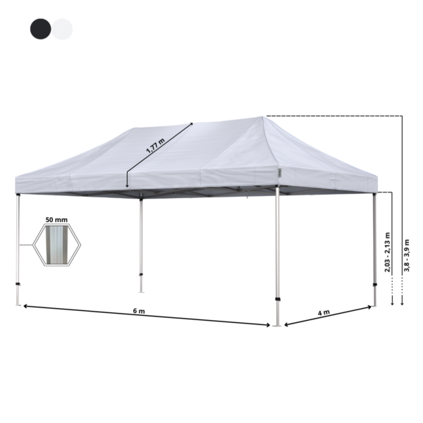 Quick-up telt Komplet 4x6m HEXA Heavy Duty