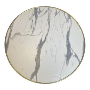 Carrara marmorlook/messing bordplate rund - ø60cm