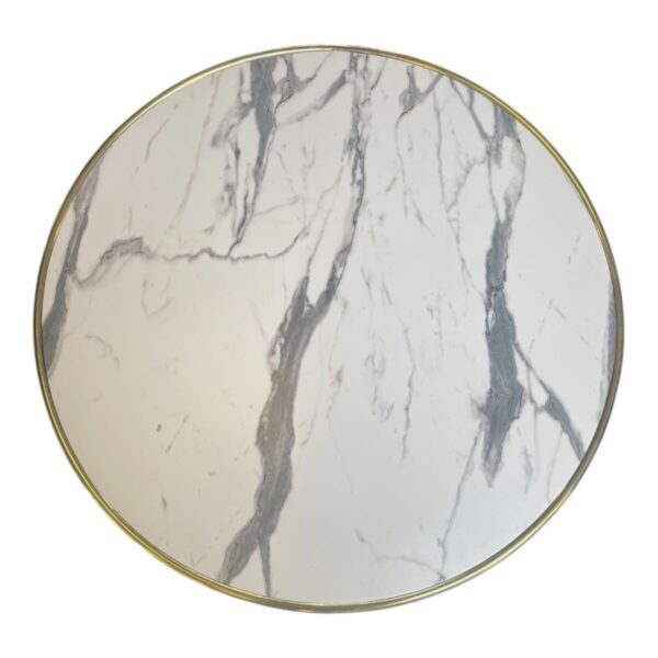 Carrara marmorlook/messing bordplate rund - ø60cm