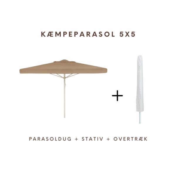 Kjempeparasol - 5x5m m/friskant - NY - Bilde 2