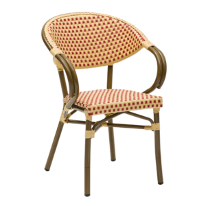 Paris - Caféstol m. armlæn - Flet - Rød-beige