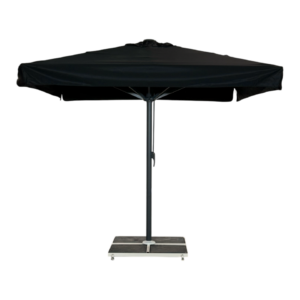 Kjempeparasoll 3x3m komplett m/frise - Grått stativ - Grå-svart