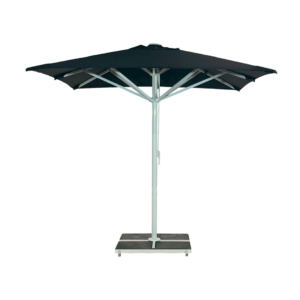 Kjempeparasol 3x3m komplett u/frise - Hvitt stativ - Hvit-sort