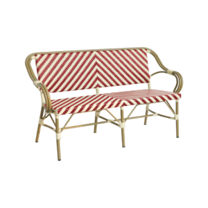 Paris - Cafébænk m. armlæn - Flet - Rød-beige