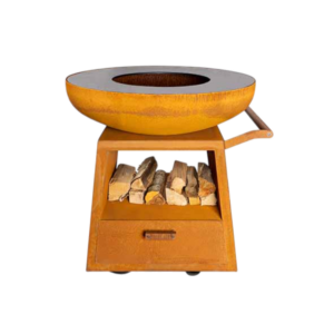 Normad. White Fire bålfad med hjul - Corten