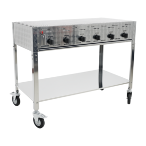 Gassgrill 6 bluss m/rist 30-37mb - Komplett stativ med hjul