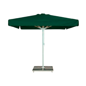 Kjempeparasoll 3x3m komplett m/frise - Hvitt stativ - Hvit grønn