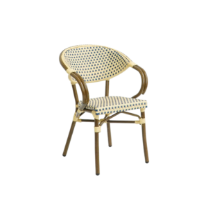 Paris - Caféstol m. armlæn - Flettet MODEL 2025 - Blå-beige