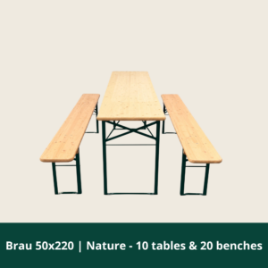 Brau 50x220 | Natur - 10 borde og 20 bænke