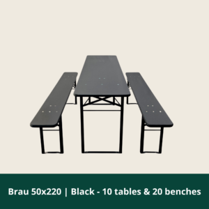Brau 50x220 | Sort - 10 borde og 20 bænk